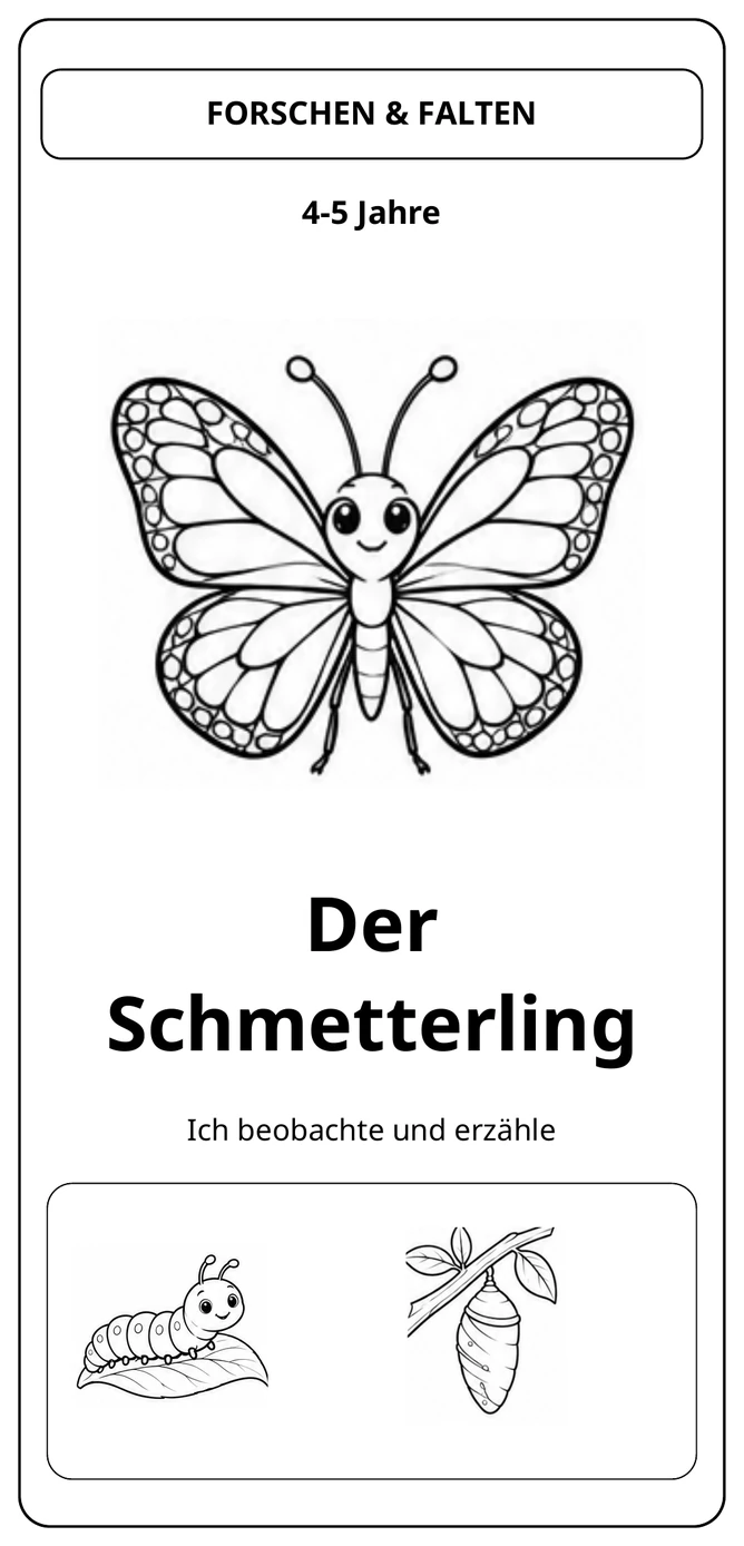 Der Schmetterling: zusammengefaltet in Schwarz-Weiß.